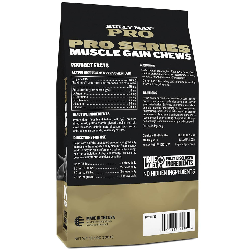 Bully Max Muscle Gain Chews serving scoop ready for daily use.