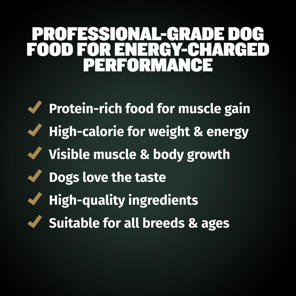 Bully Max Pro 2X bag with ingredient list emphasizing flaxseed and vitamins