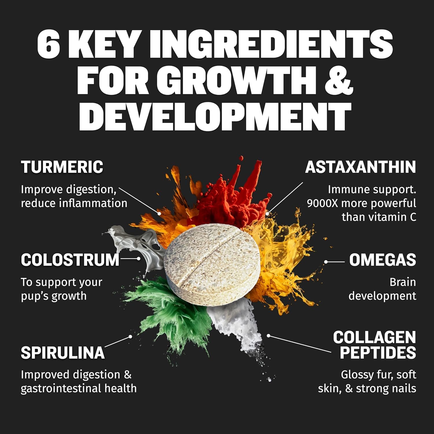 Bully Max puppy vitamins chewable tabs on a paw for easy daily dosing and training treats.