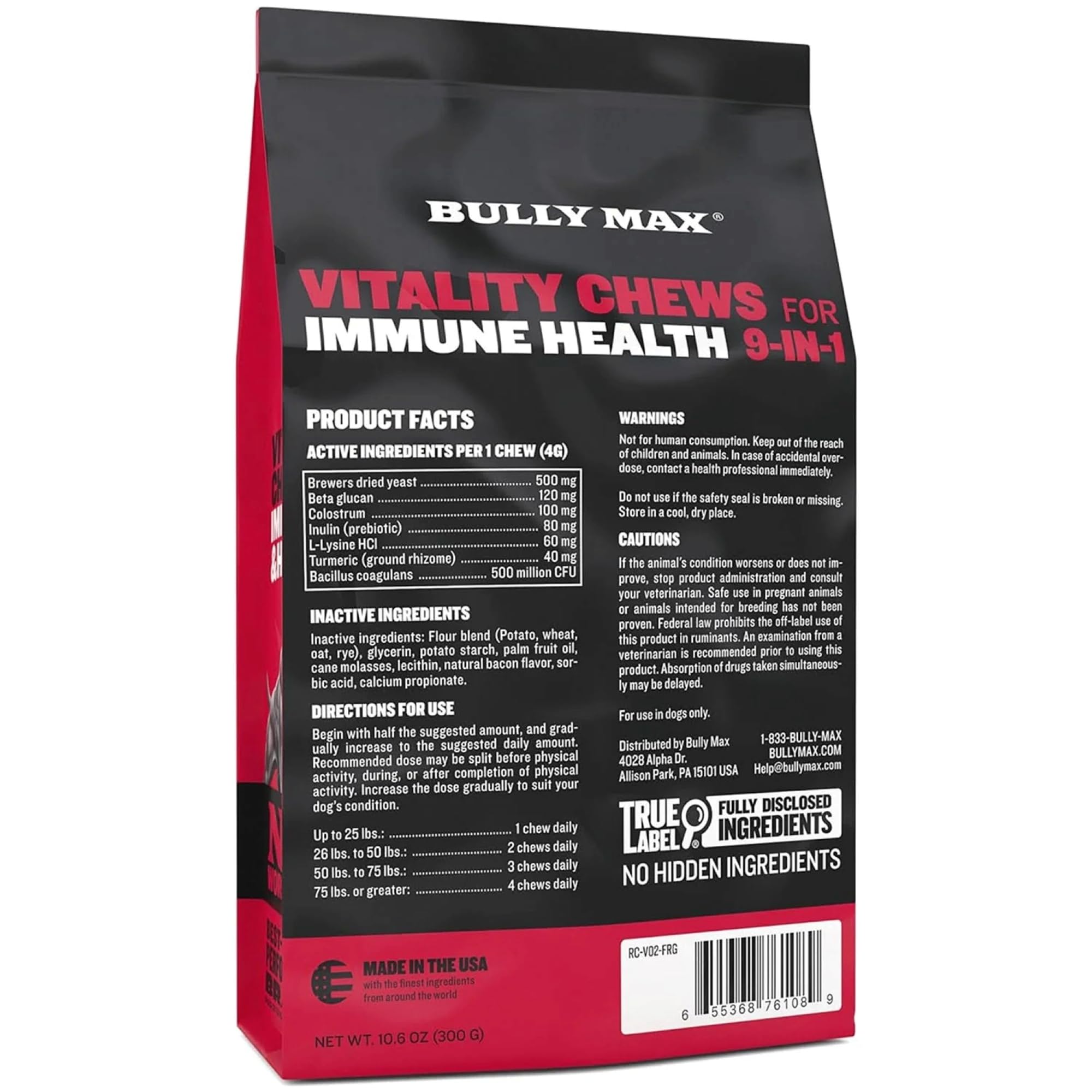Bully Max soft chew texture close-up shows palatable, easy-to-dose treats
