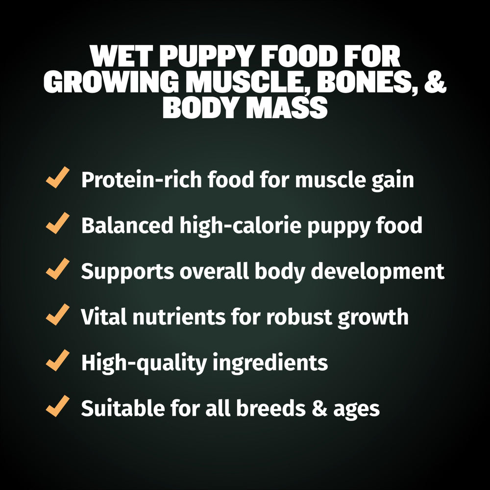 USA-made Bully-Max Wet Puppy Food packaging label.