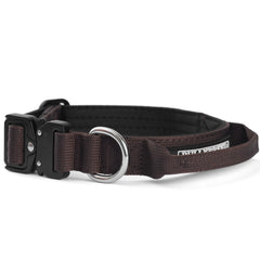 BULLYBREED Tactical Dog Collar with Quick-Release Buckle demonstrates fast on/off during walks.