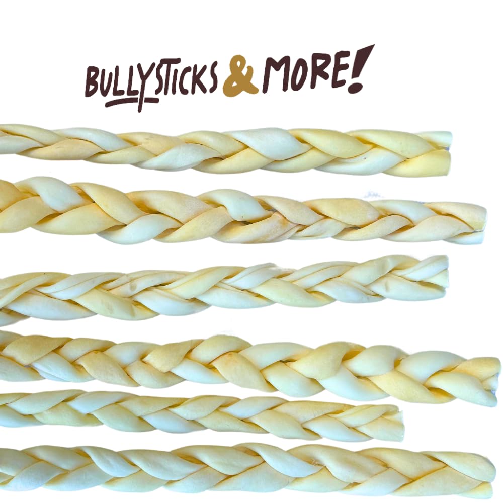 BULLYSTICKS & MORE beef cheek braids close-up texture for chewy satisfaction.