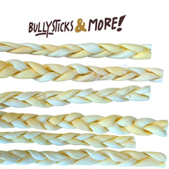 BULLYSTICKS & MORE beef cheek braids close-up texture for chewy satisfaction.