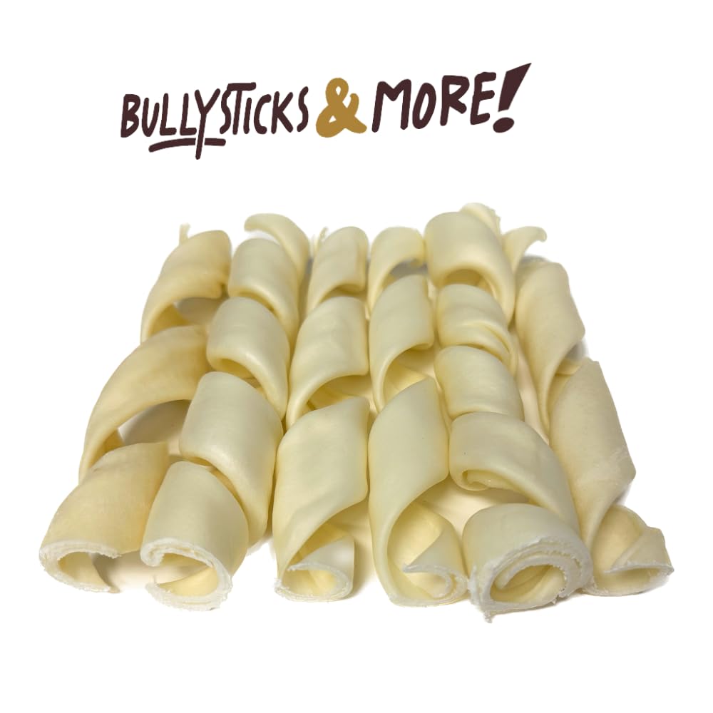 Beef cheek springs close-up texture from BULLYSTICKS & MORE demonstrates chewy durability.