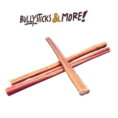 BULLYSTICKS & MORE grass-fed beef bully stick closeup emphasizes natural single-ingredient chew.