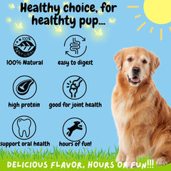 BULLYSTICKS & MORE natural grass-fed beef in rolls delivers lean protein.