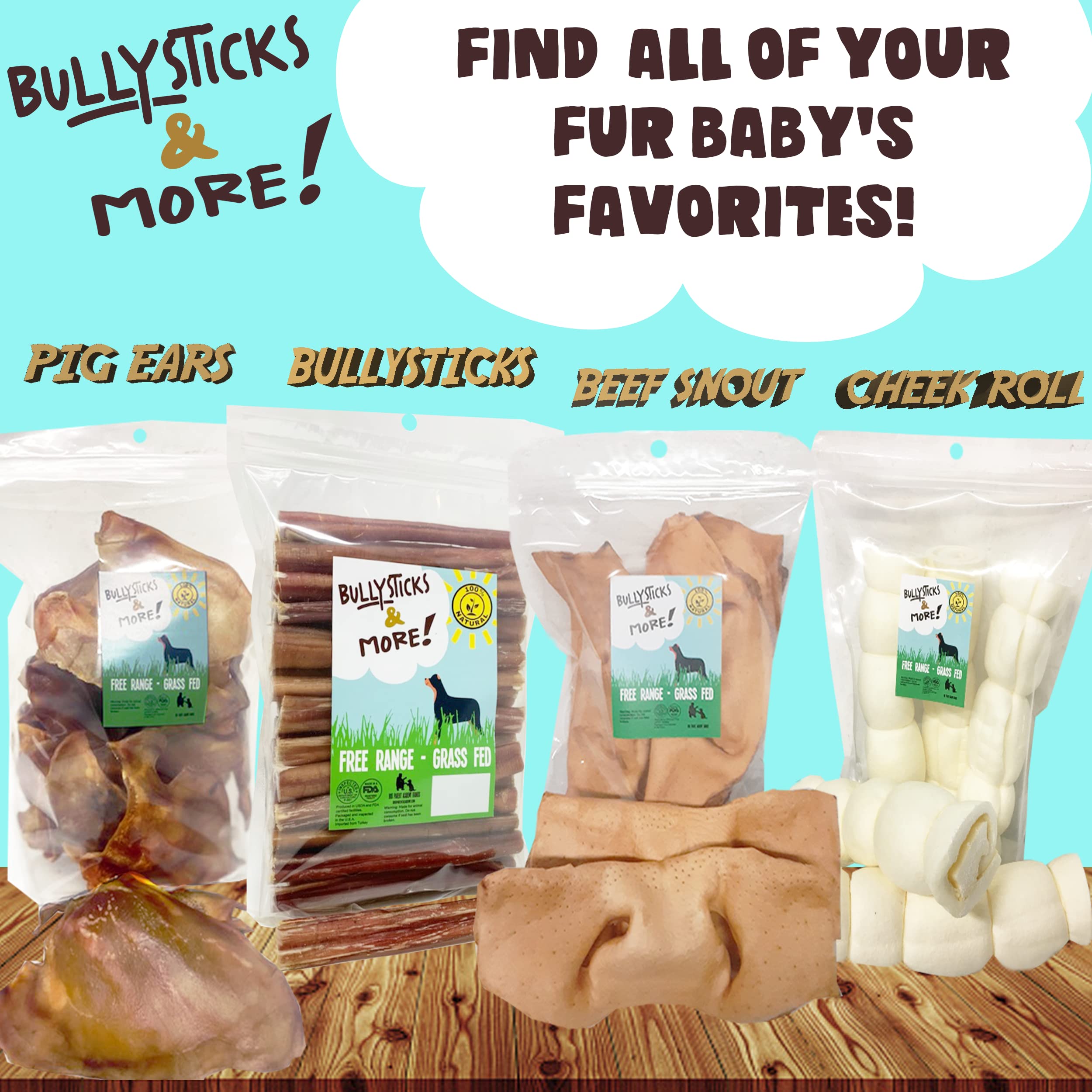 Bullysticks & More extra thick beef cheek snouts ready to serve