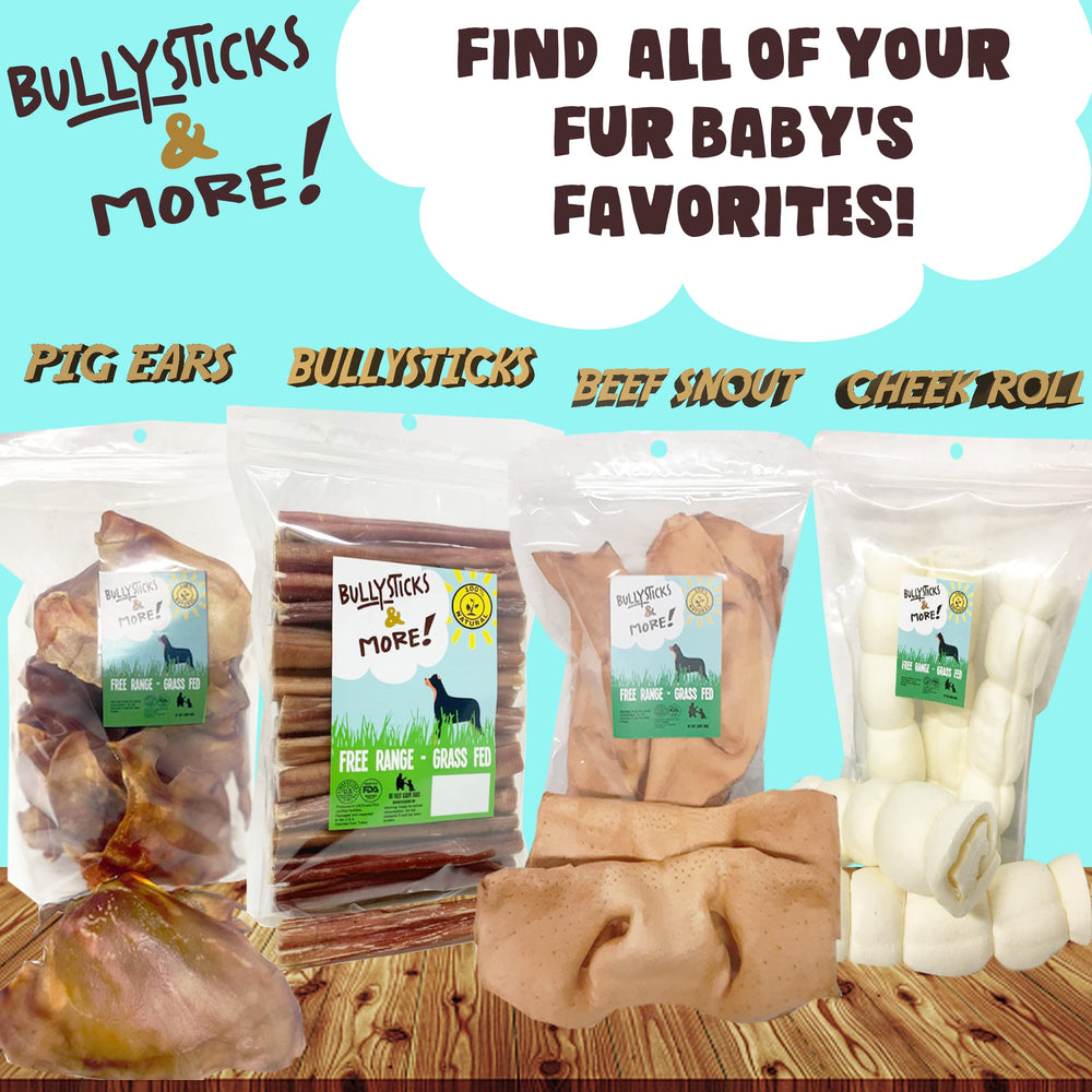 Bullysticks & More extra thick beef cheek snouts ready to serve