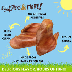 Bullysticks & More pig ears dog chewing action demonstrating engagement.