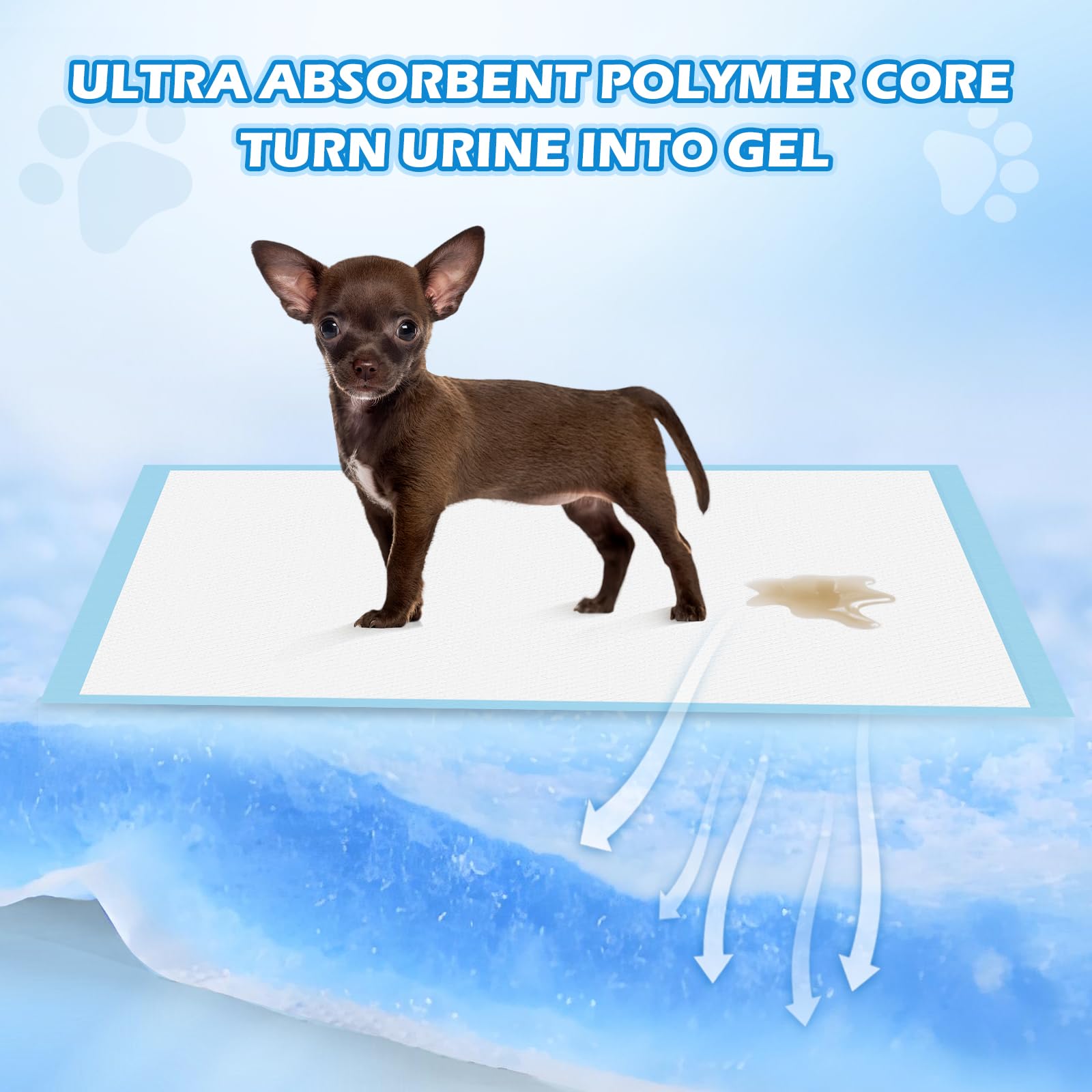 Bulubaky puppy pad dry surface top layer showcases quick drying and paw comfort