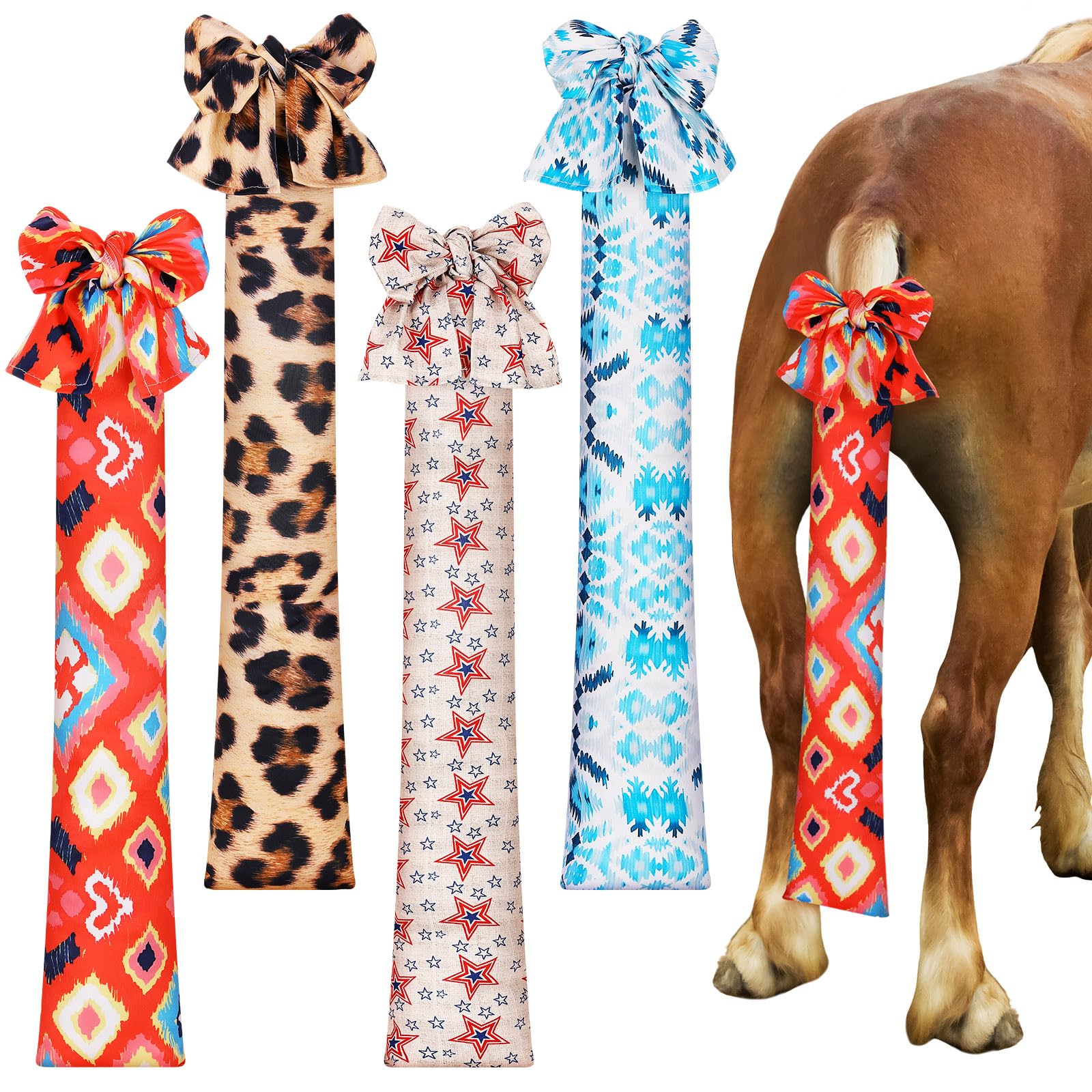 Bulyoou 4Pcs horse tail bags pack protects and tidies tails during grooming.