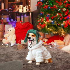 Bulyoou two-piece velvet Christmas set keeping small to medium dogs warm