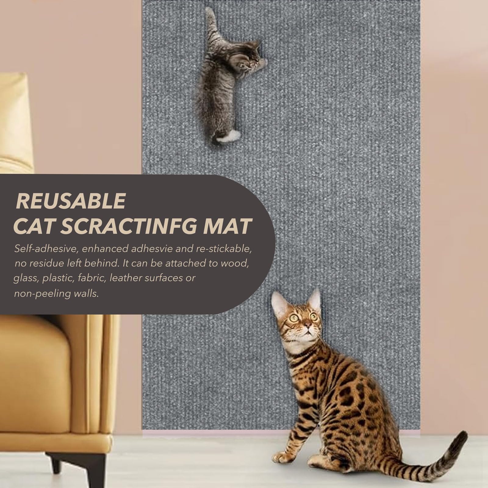 Bumaigo multi-purpose cat protector suits sofa arms, walls, doors.