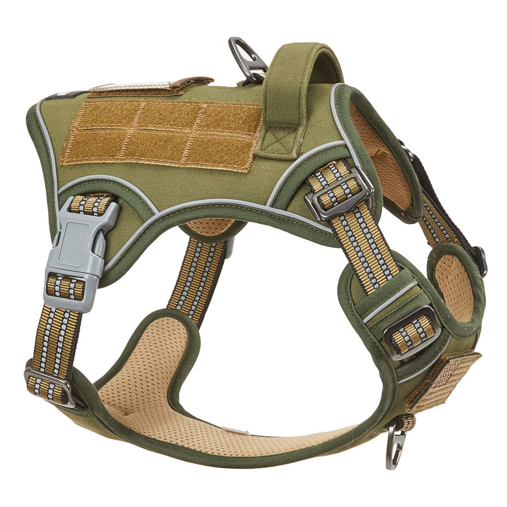 BUMBIN tactical dog harness medium neck-clip shows easy on/off for daily walks.