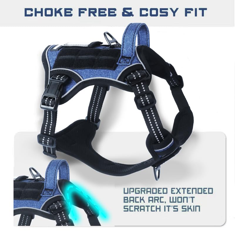 BUMBIN Tactical dog harness with reflective trim for safer low-light walks.