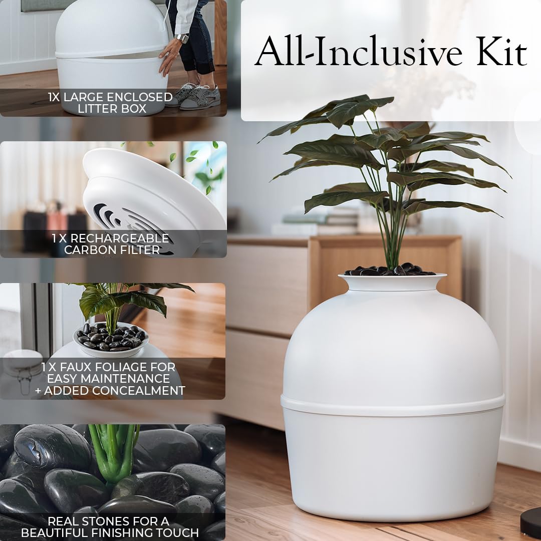 Bundle & Bliss Secret Litter Box real stones accent the enclosure.