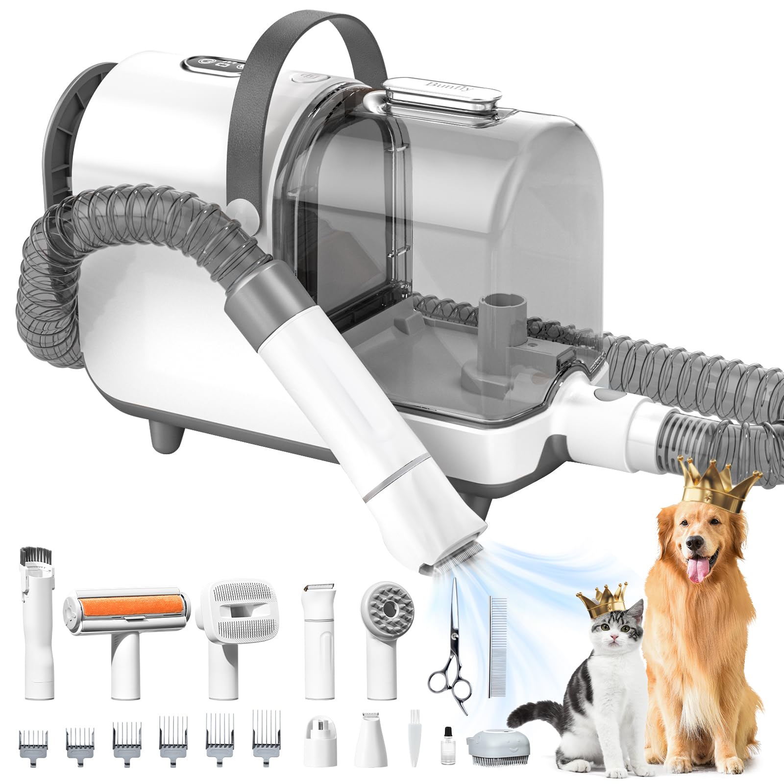 Bunfly grooming kit 3L dust cup enables longer grooming without frequent emptying