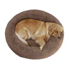 Bunlitent calming-donut-bed faux fur closeup for plush comfort and security.