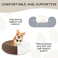 Bunlitent donut-bed-size-chart explains fit options for medium to large dogs.