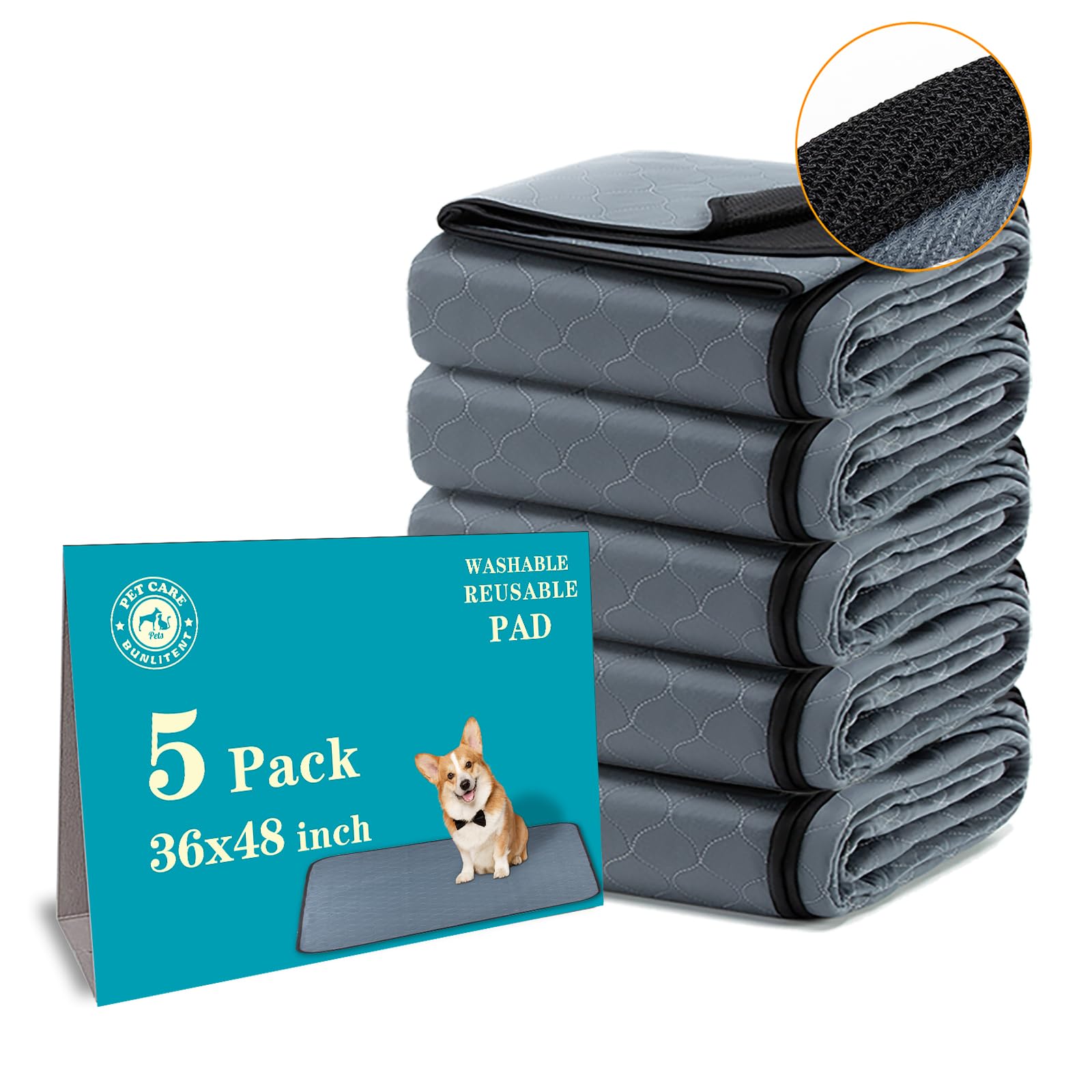Bunlitent washable pad with gray top conceals stains for cleaner spaces