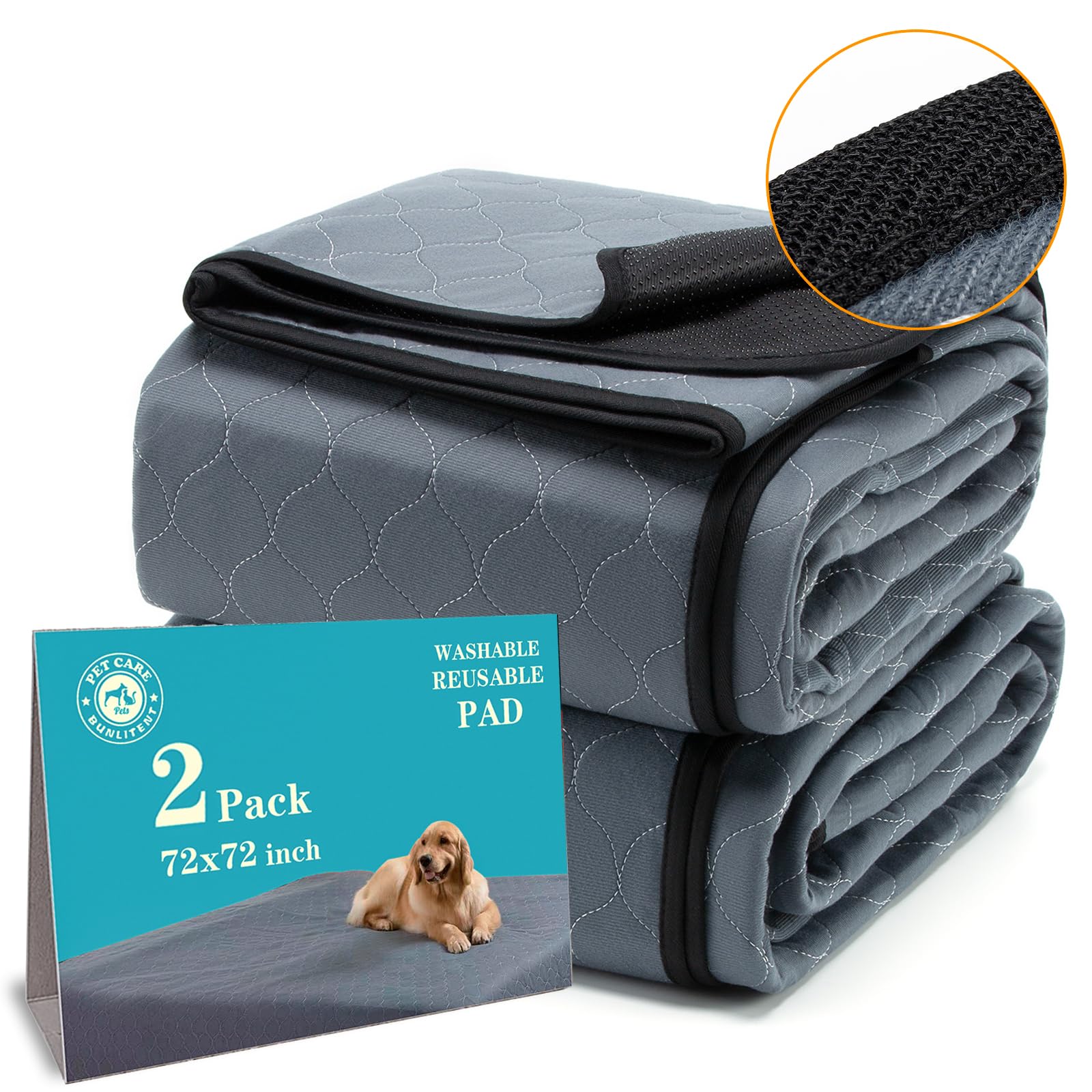 Bunlitent washable pee pad 72x72 laid flat ideal for large dogs and home protection