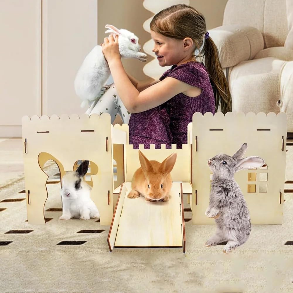 Bunny Castle Indoor Use: expandable space with modular castles