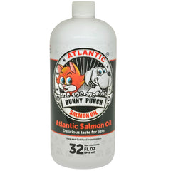 Bunny Punch Salmon Oil 32oz bottle supports coat and joint health.