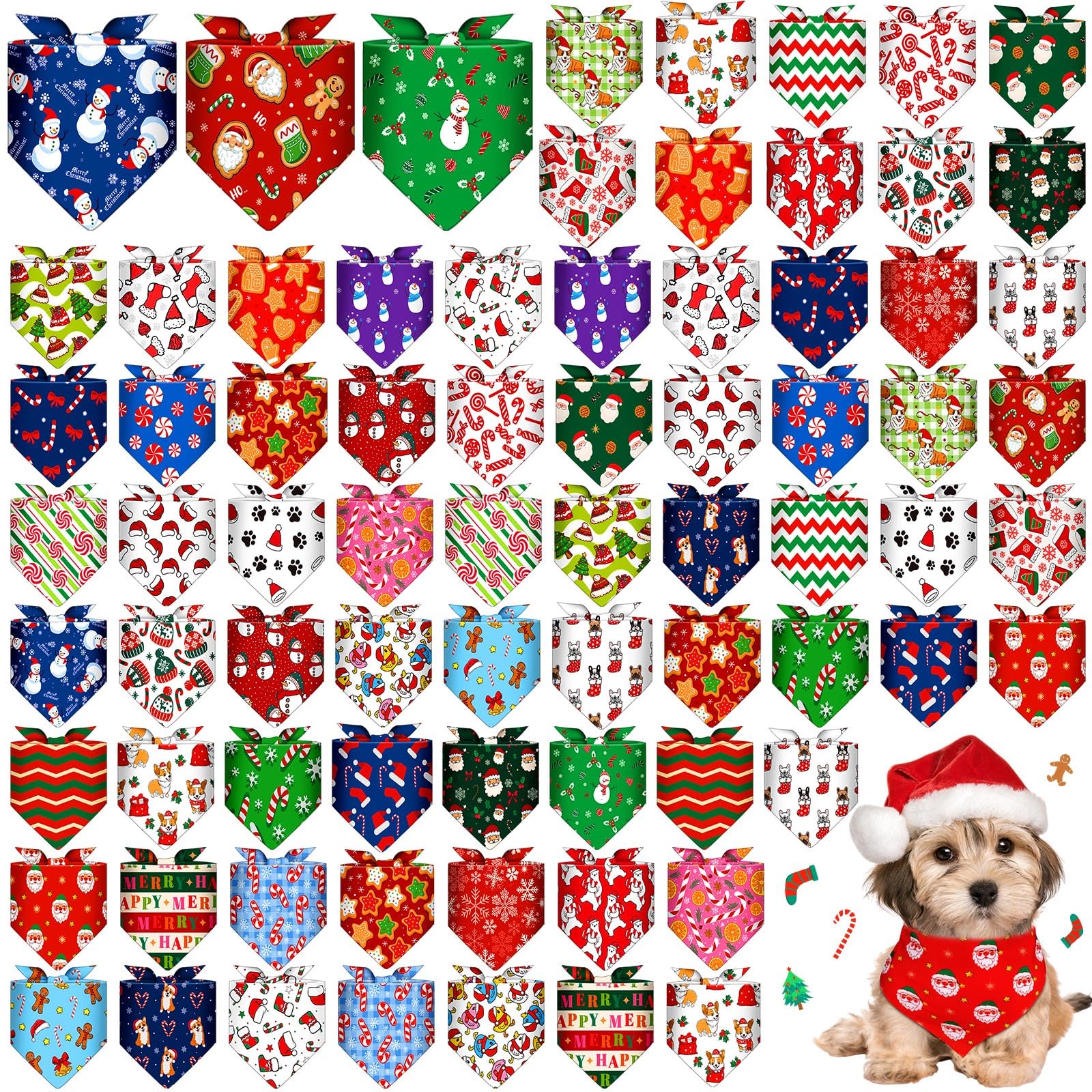 Bunnycool Christmas dog bandana multicolor patterns for festive outings
