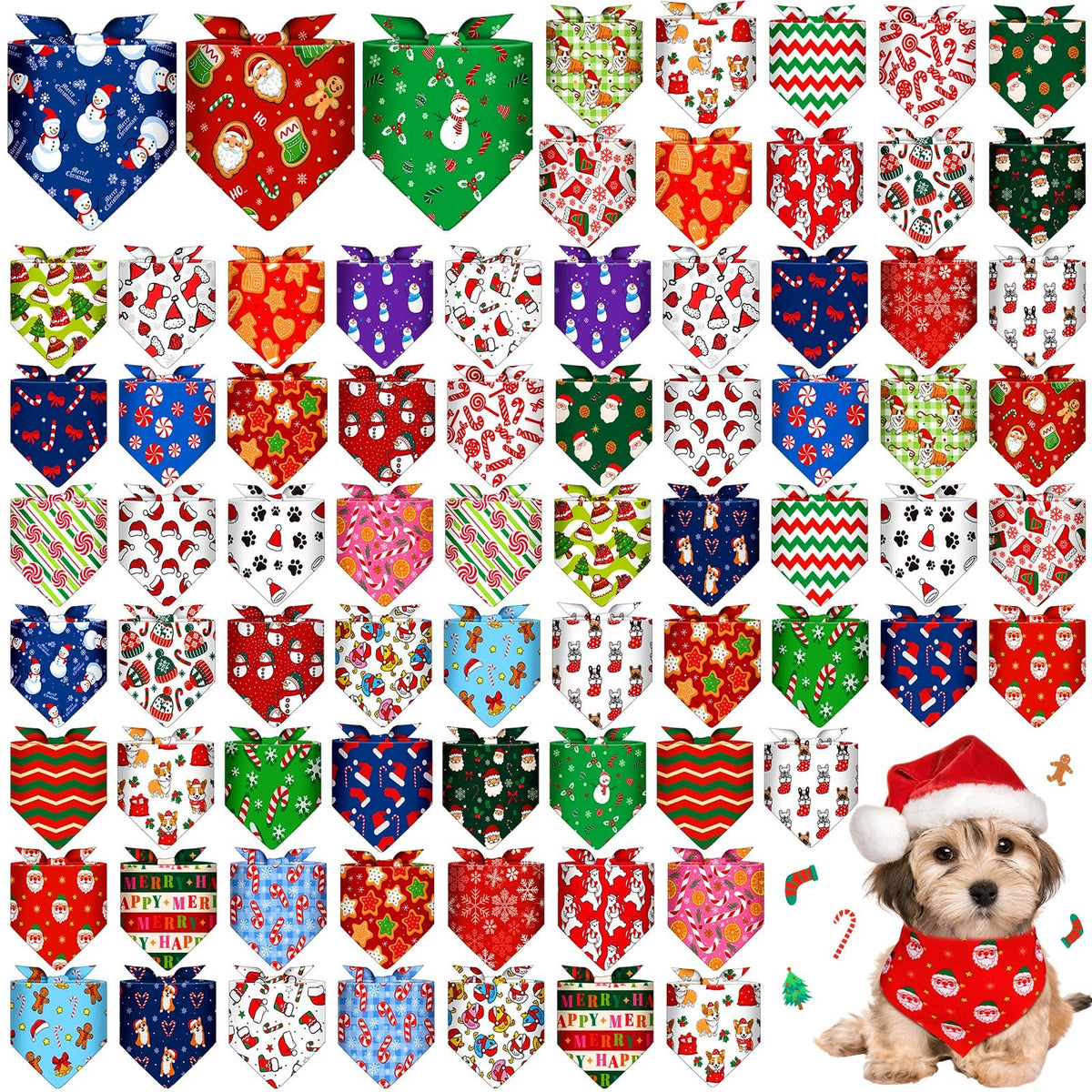 Bunnycool Christmas dog bandana multicolor patterns for festive outings