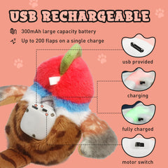 BuntyJoy USB-rechargeable pheasant toy charging with indicator light for readiness.