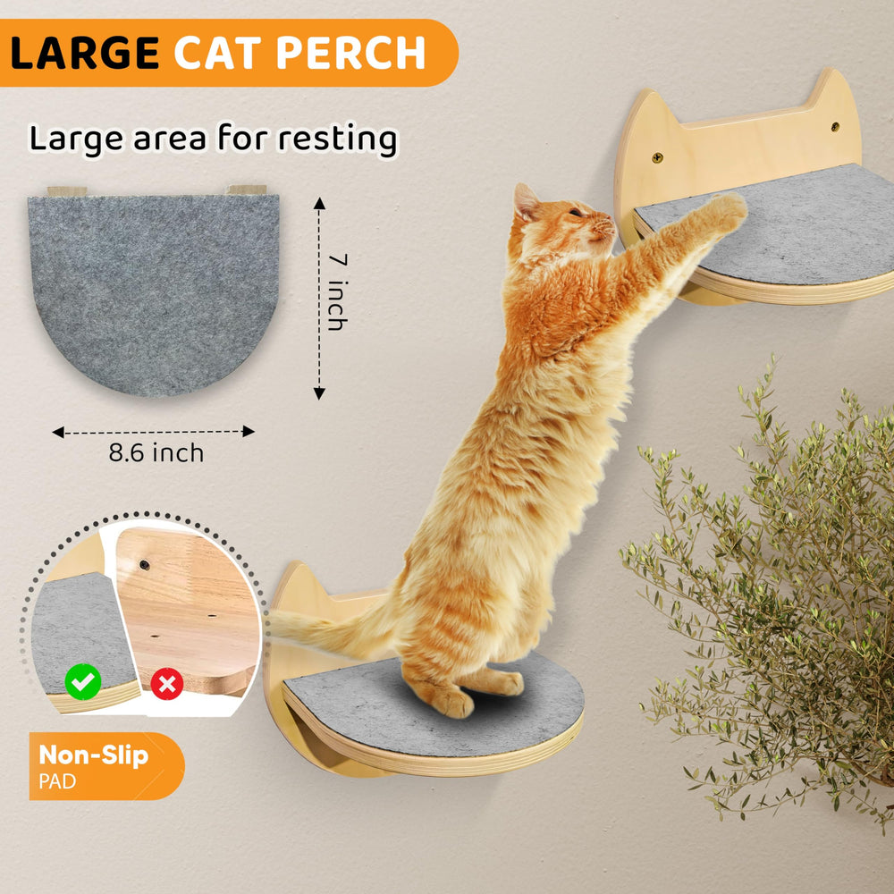 BUOGA Cat Wall Shelves three-step climber configuration encourages exercise and exploration.