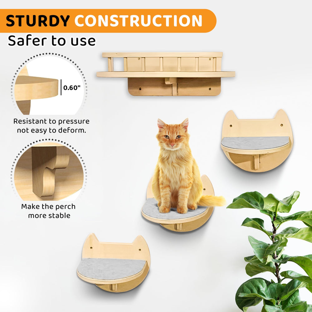 BUOGA Cat Wall Shelves included tools and manual for easy setup.