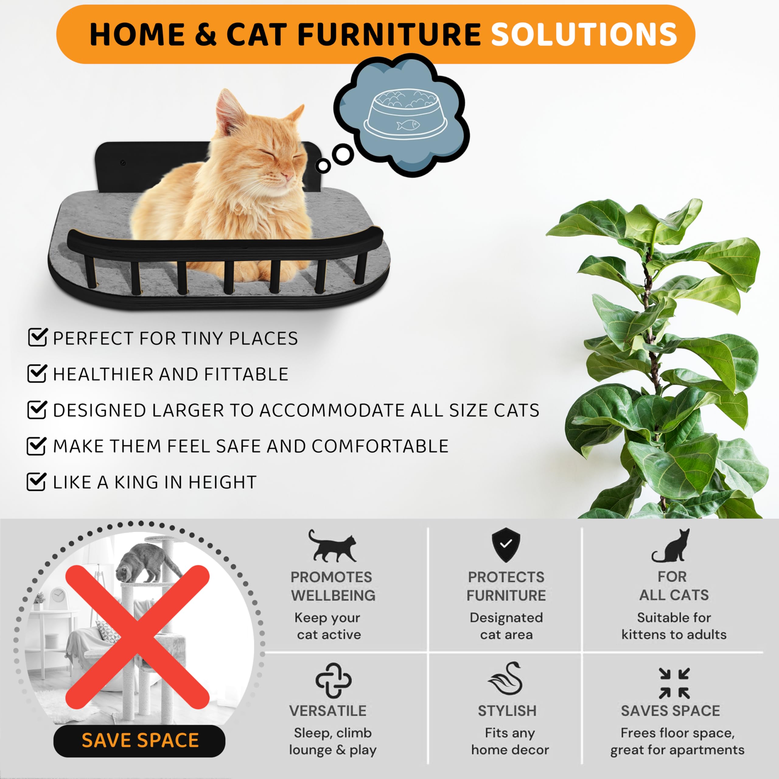 BUOGA cat wall shelves perch cushion closeup showing cozy resting spot after play
