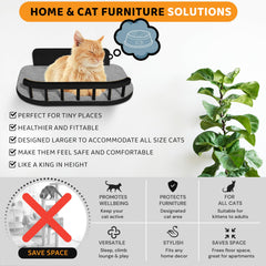 BUOGA cat wall shelves perch cushion closeup showing cozy resting spot after play