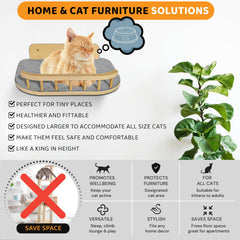 BUOGA Cat Wall Shelves three-step layout demonstrates space-saving climbing system.