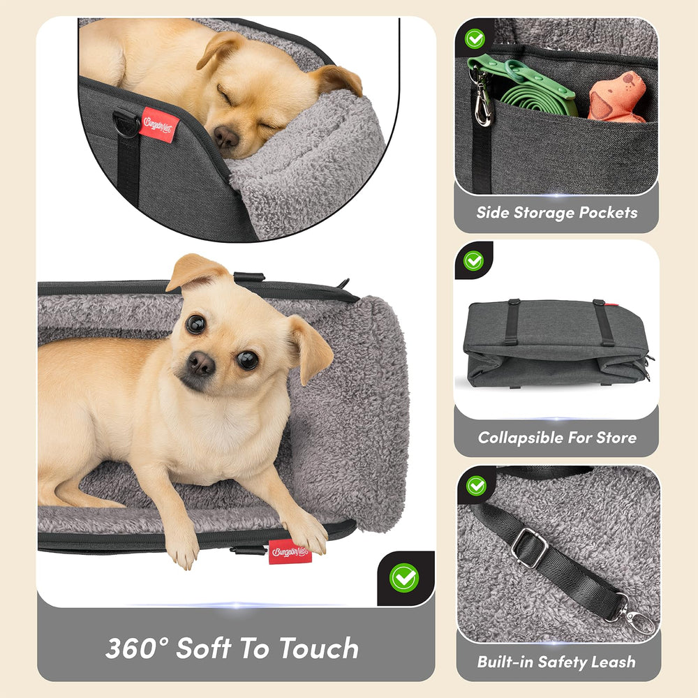 BurgeonNest center console car seat bottom strap detail demonstrates secure console fit
