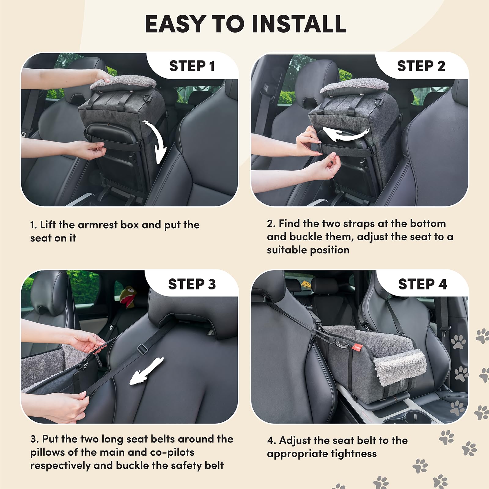BurgeonNest center console car seat travel carry bag demonstrates portable pet bed use