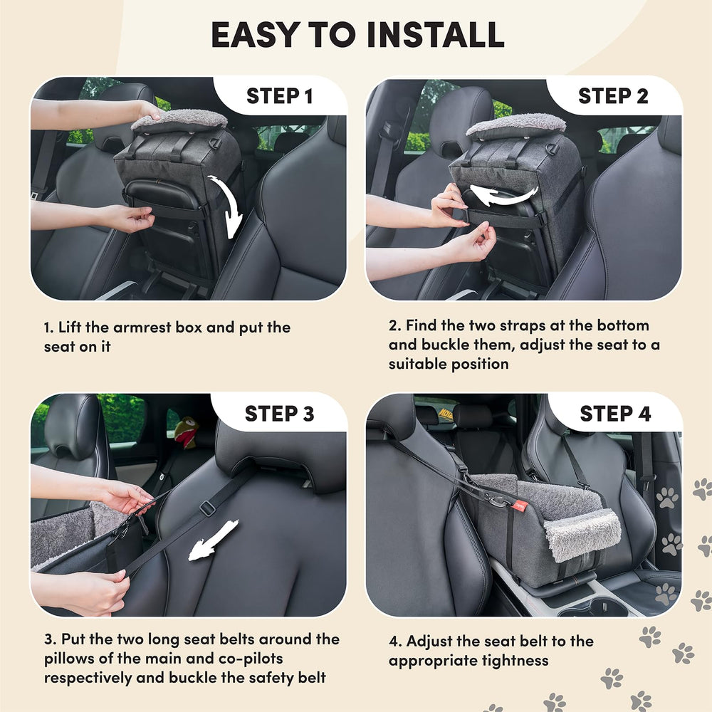 BurgeonNest center console car seat travel carry bag demonstrates portable pet bed use