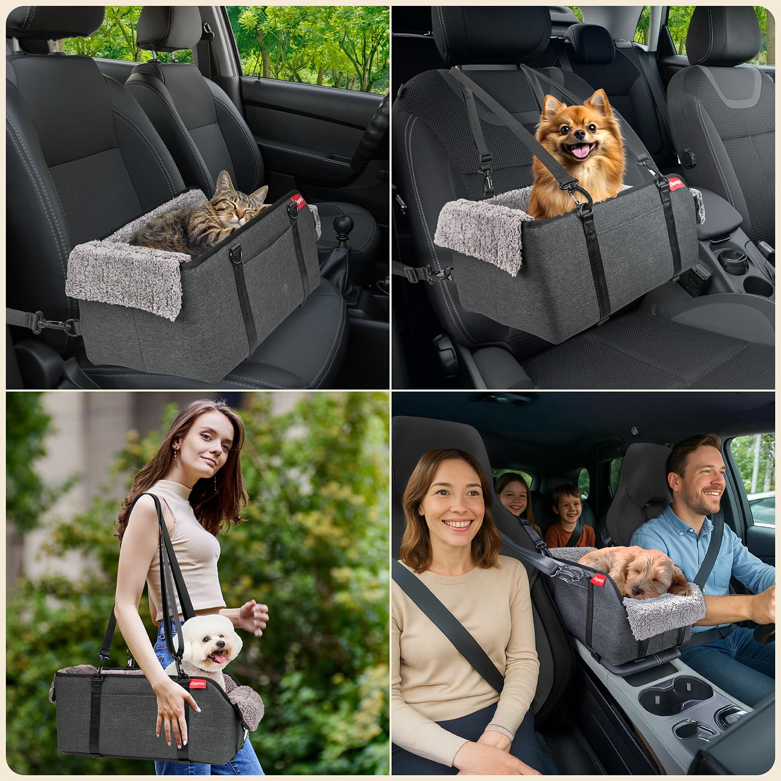 BurgeonNest center console car seat washable cushion highlights easy-clean interior