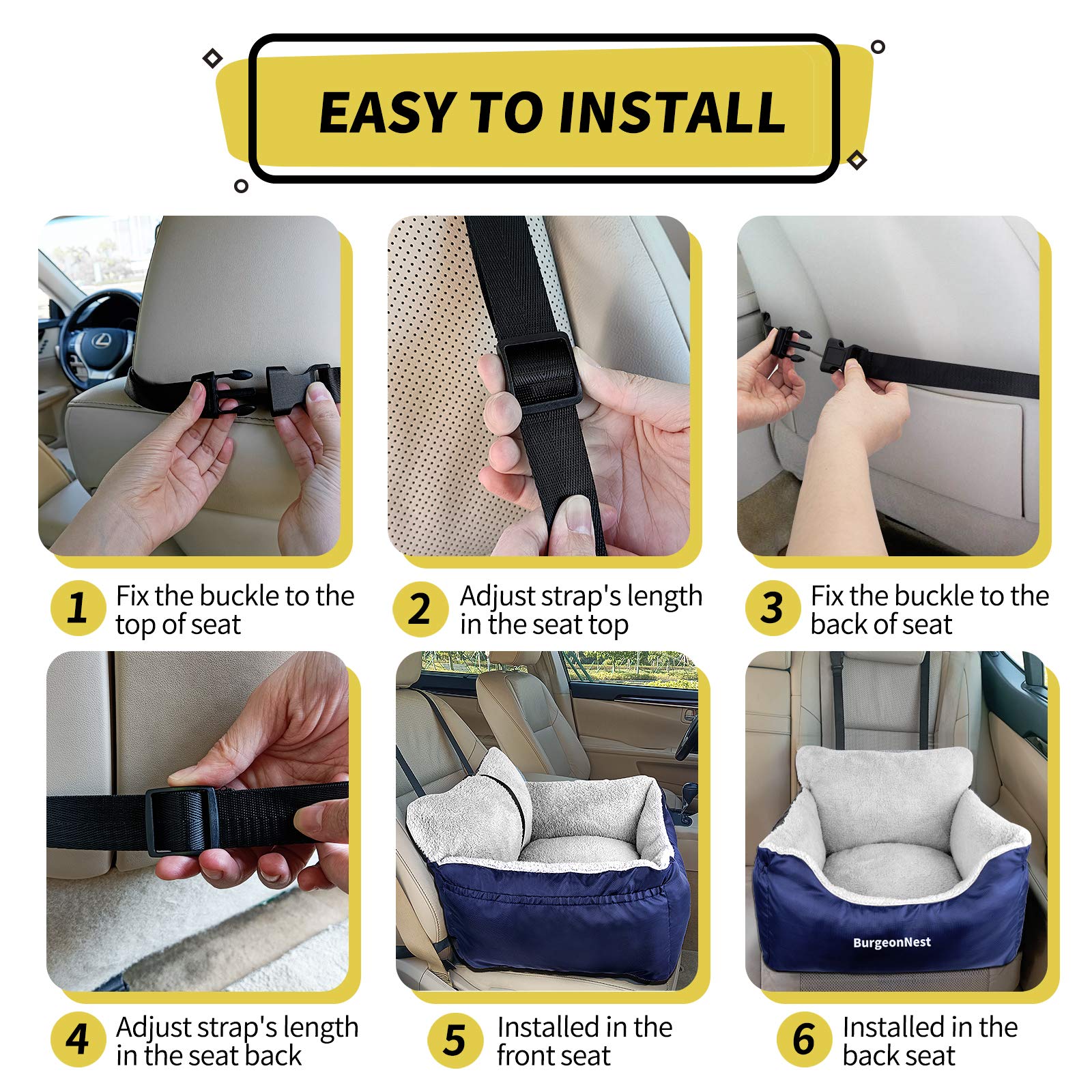 BurgeonNest dog car seat features two-sided cushions for year-round comfort