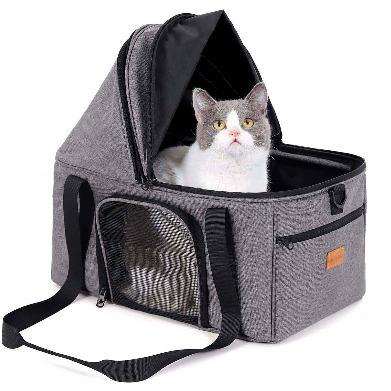 BurgeonNest top-expandable canopy cat carrier for easy entry and improved airflow.