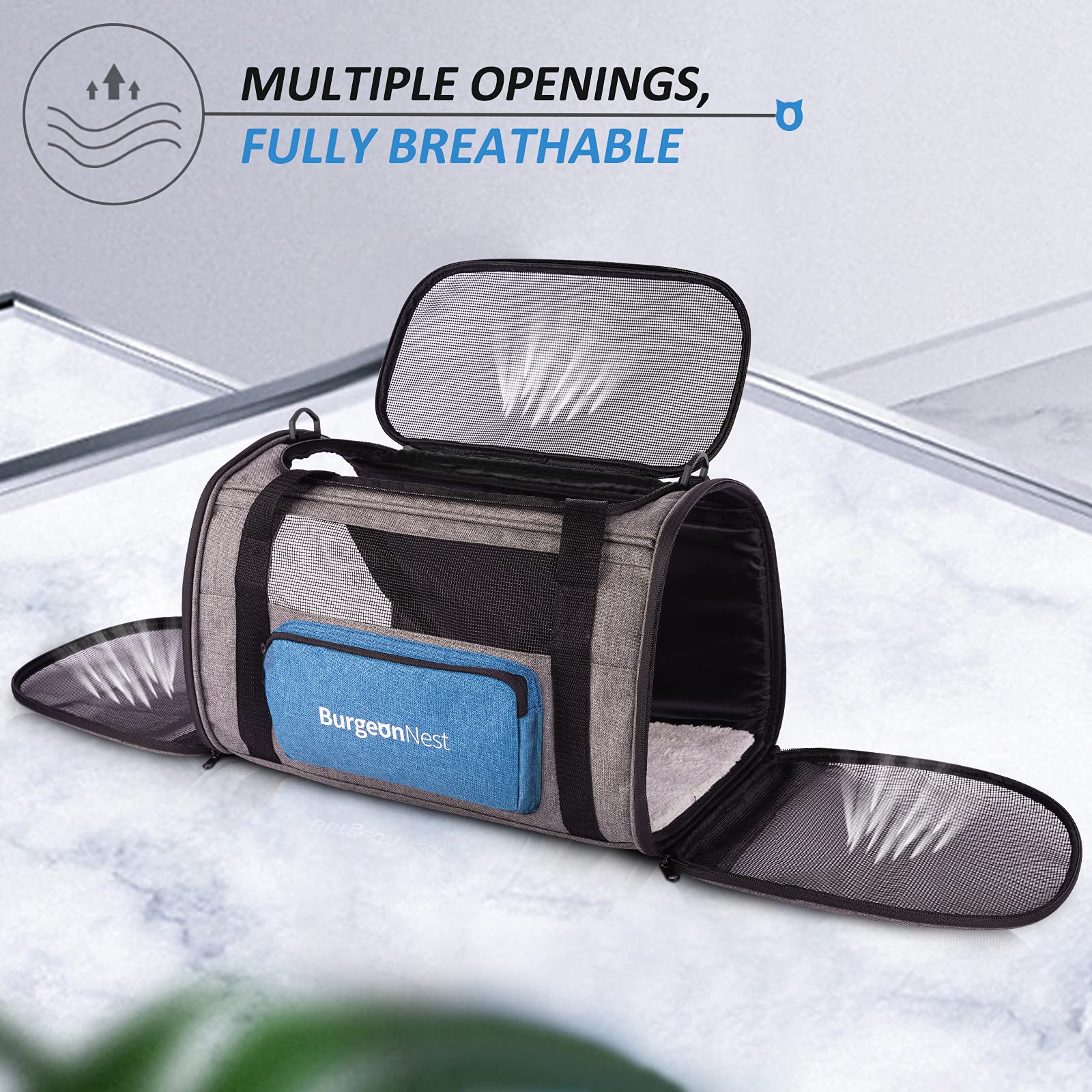 BurgeonNest cat carrier mesh windows promote airflow and visibility for calmer pets