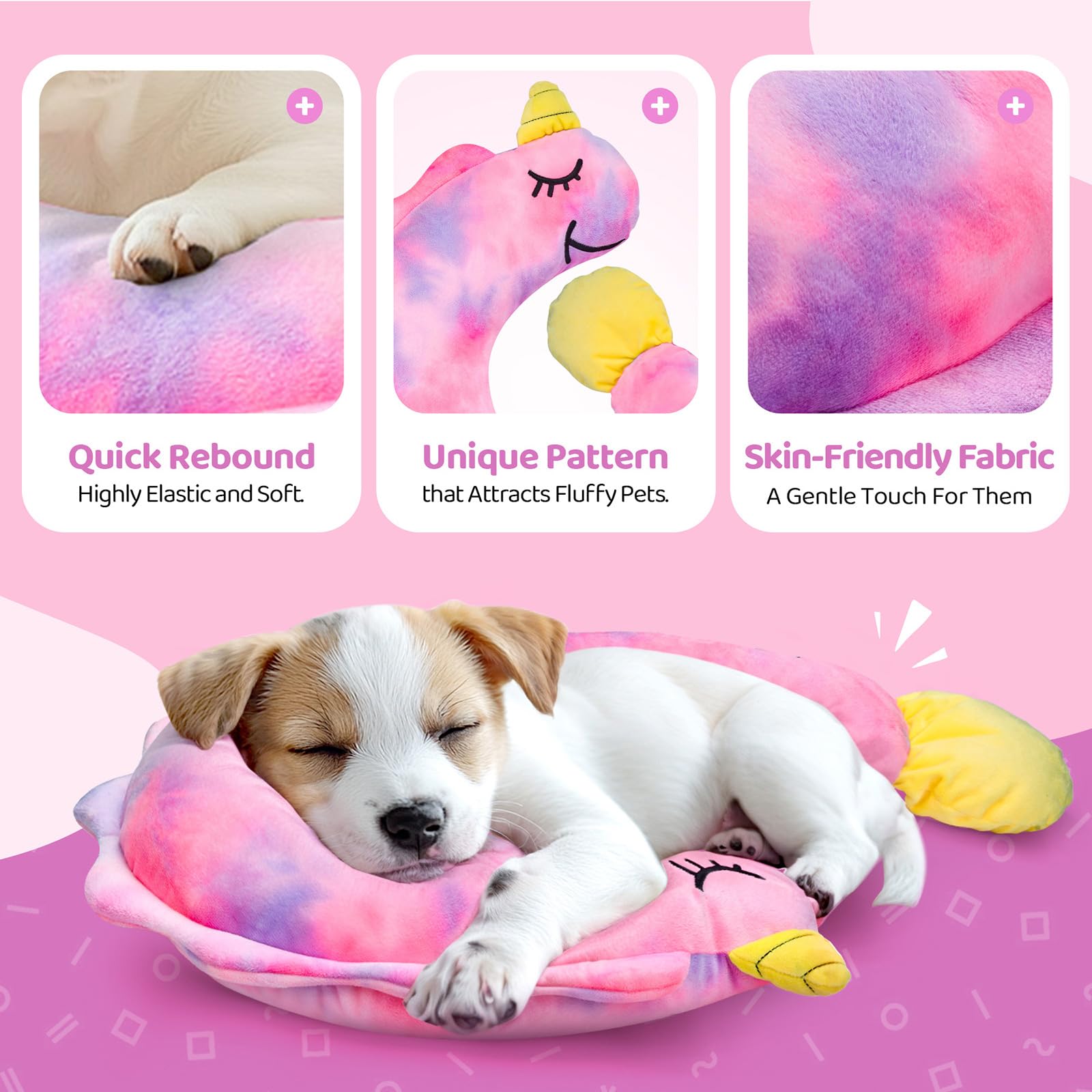 BurgeonNest calming pillow – colorful cozy design enhances any pet space.