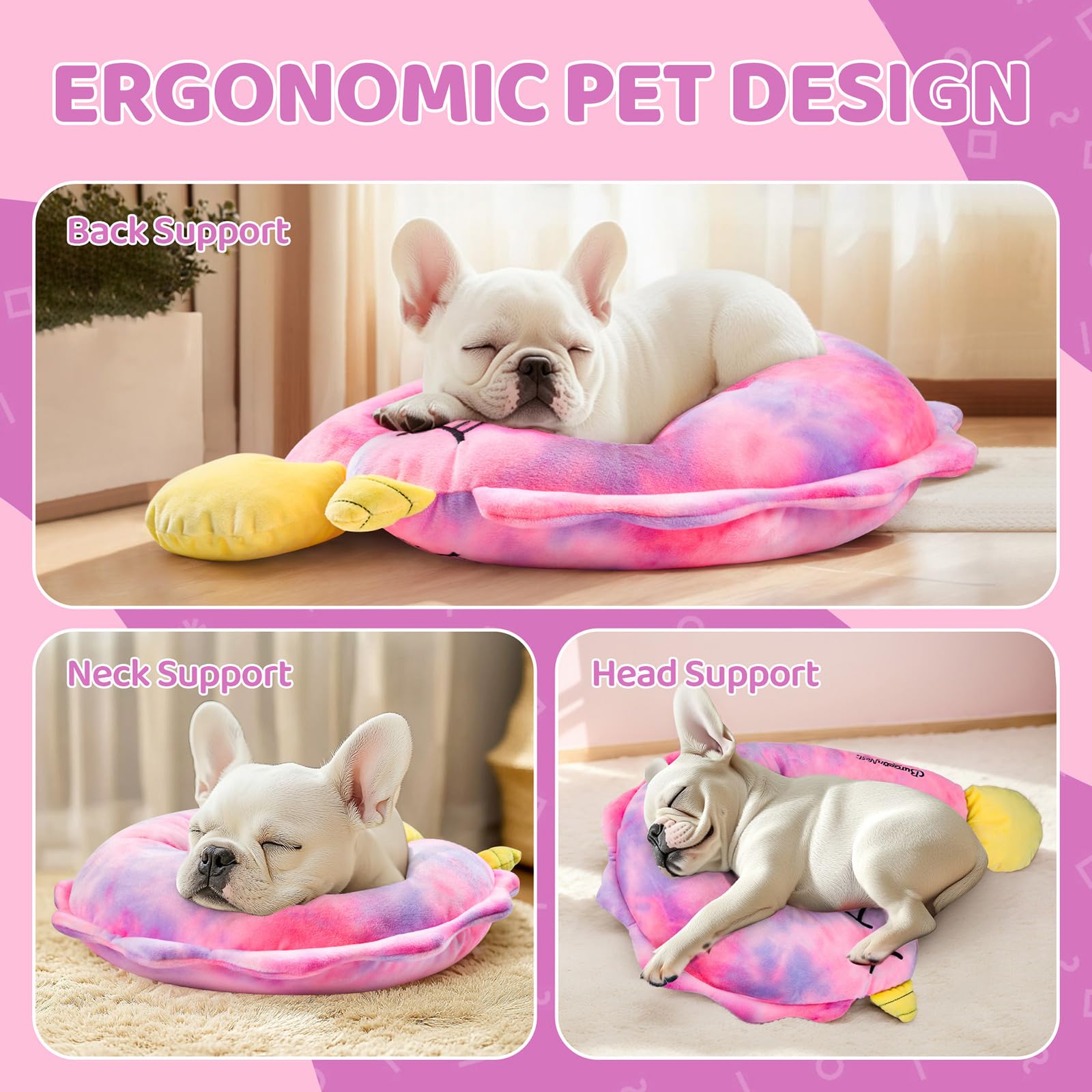 BurgeonNest calming pillow – two-size options for pets up to 25 pounds.