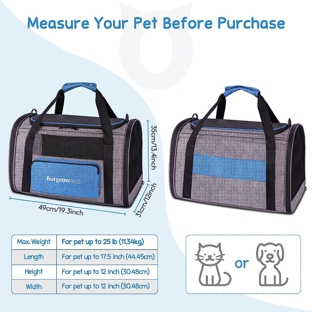 BurgeonNest cat carrier with 3 doors open for easy pet entry and exit.