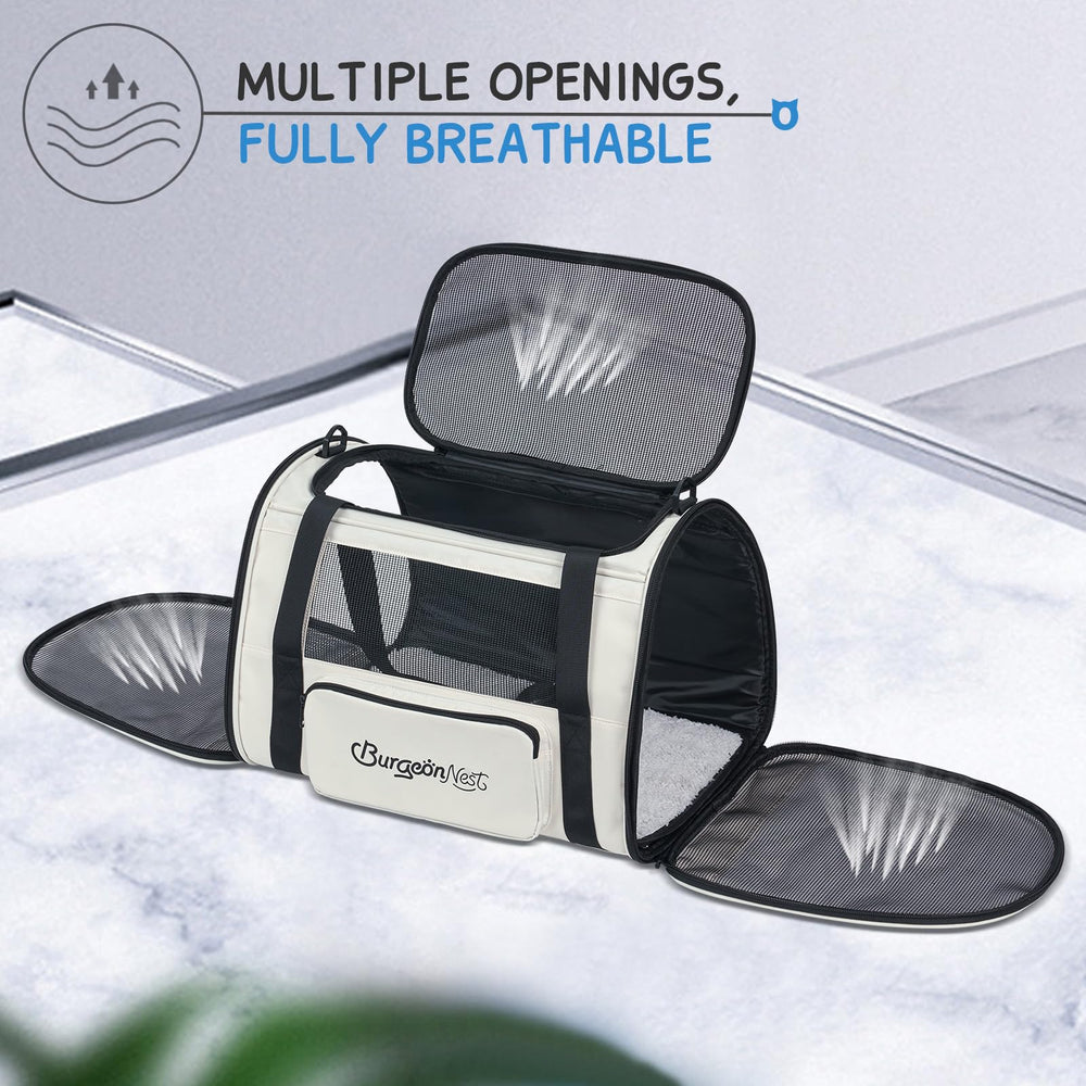 BurgeonNest cat carrier with mesh windows ensures airflow and easy pet monitoring.