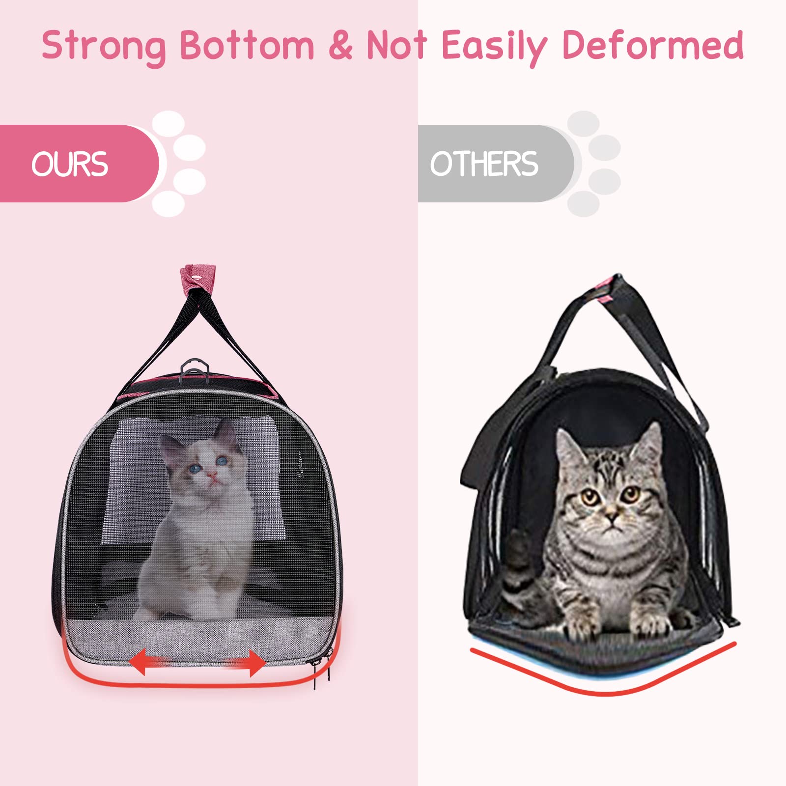BurgeonNest cat carrier side-bag-storage features a bright pink pocket for on-the-go essentials.