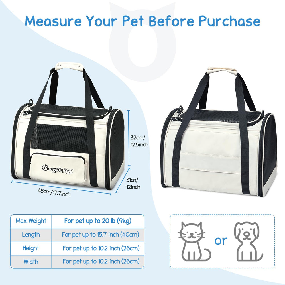 BurgeonNest cat carrier side bag view highlights convenient storage for bowls and snacks.