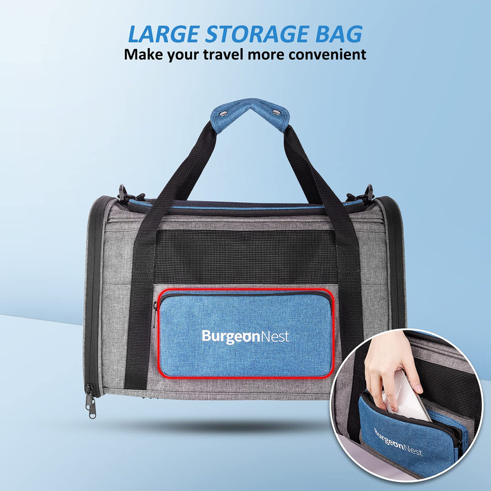 BurgeonNest side storage bag attached for accessories and treats